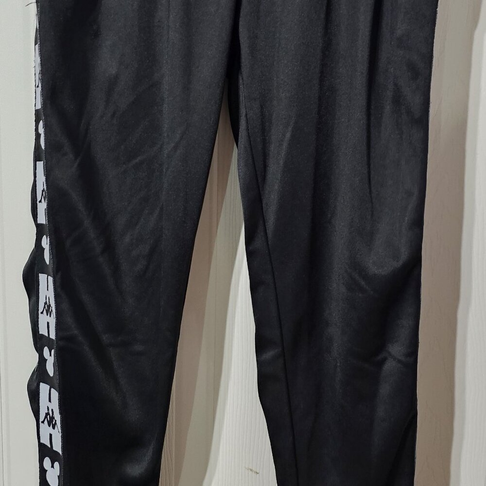 Kappa Size M Black Trackpants with Snap Buttons